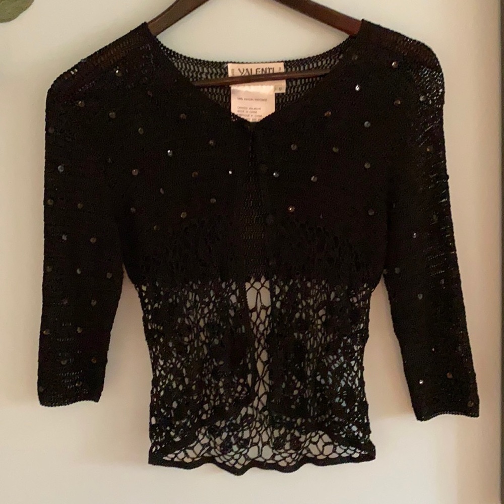 2 for $15 💕NWOT Designer Black crochet cardigan
